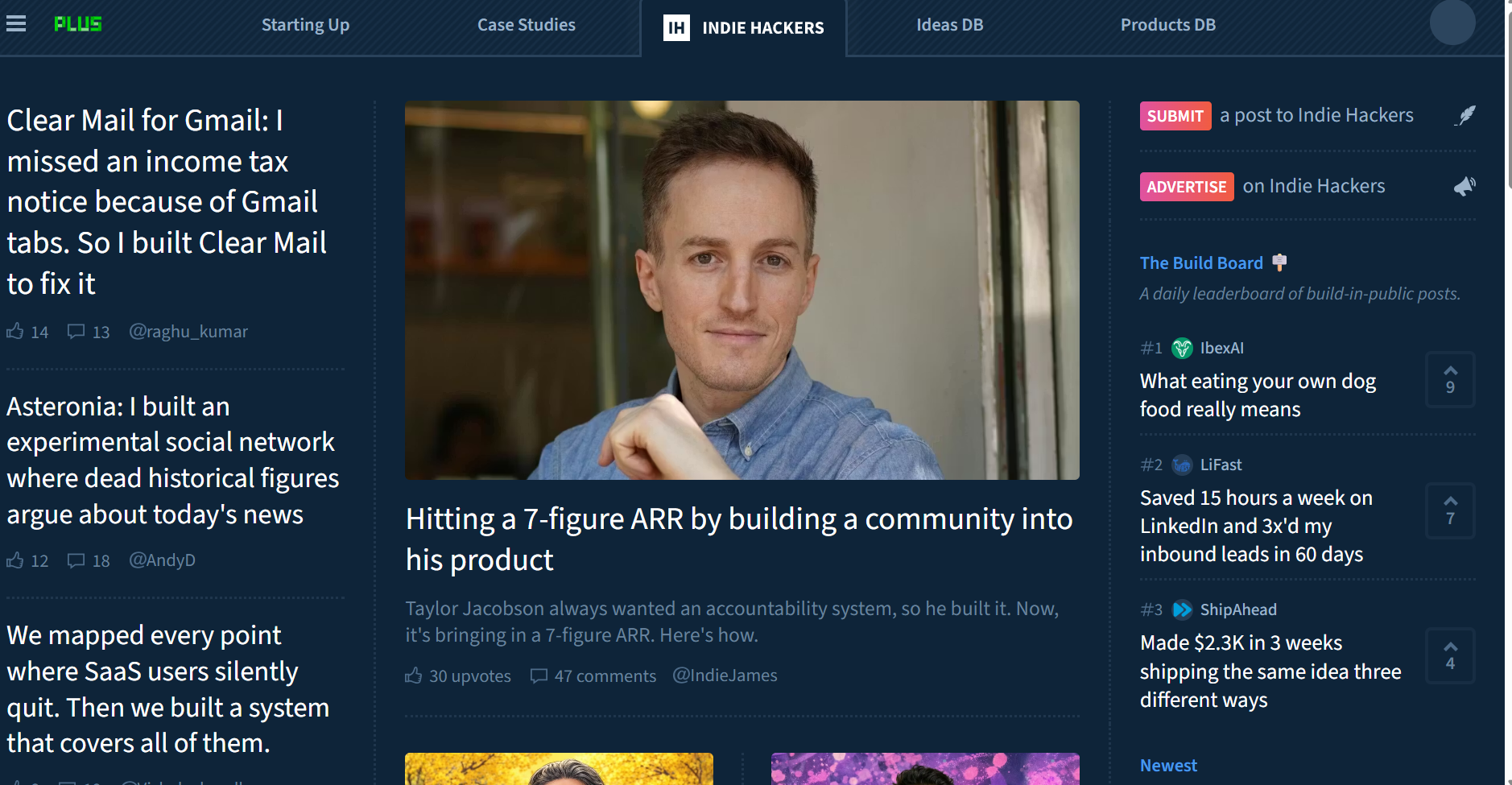 Indie Hackers homepage — Indie Hackers alternative for startup launches